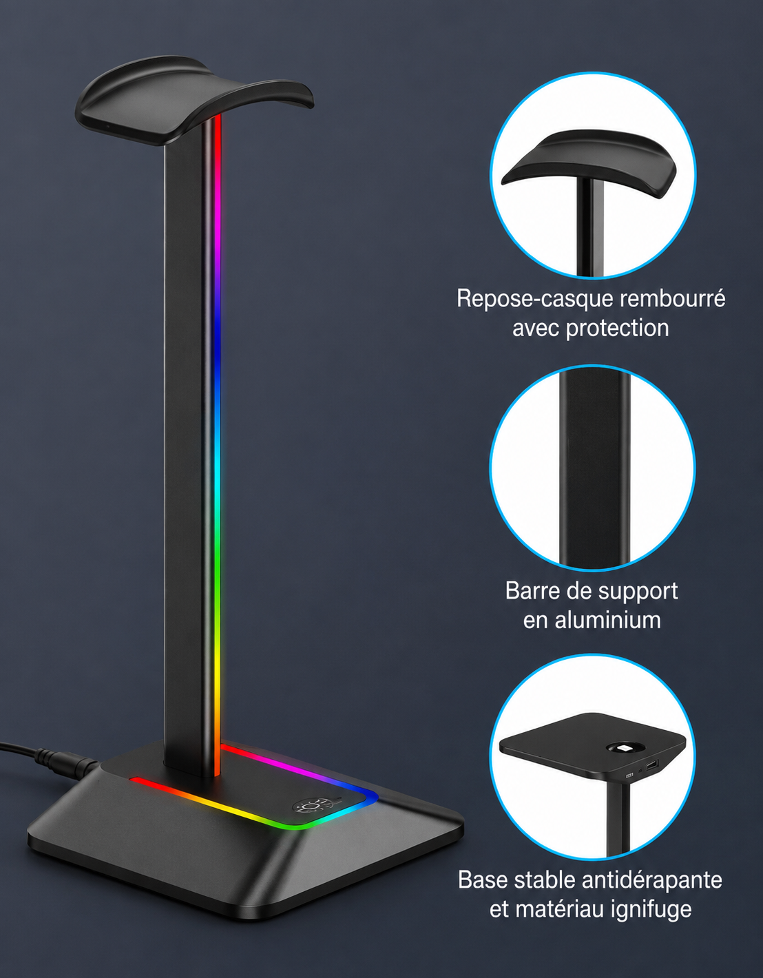 Z8 RGB – Support Casque Gaming avec 2 Ports USB