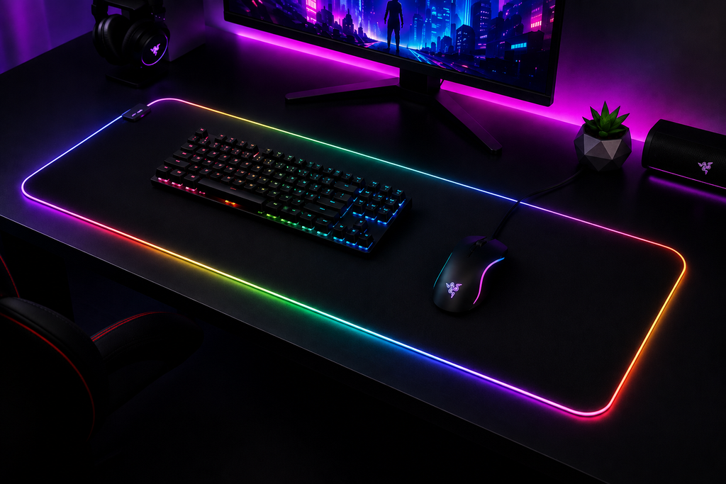 Tapis de Souris Gaming RGB XXL – Éclairage 16 Couleurs, Antidérapant