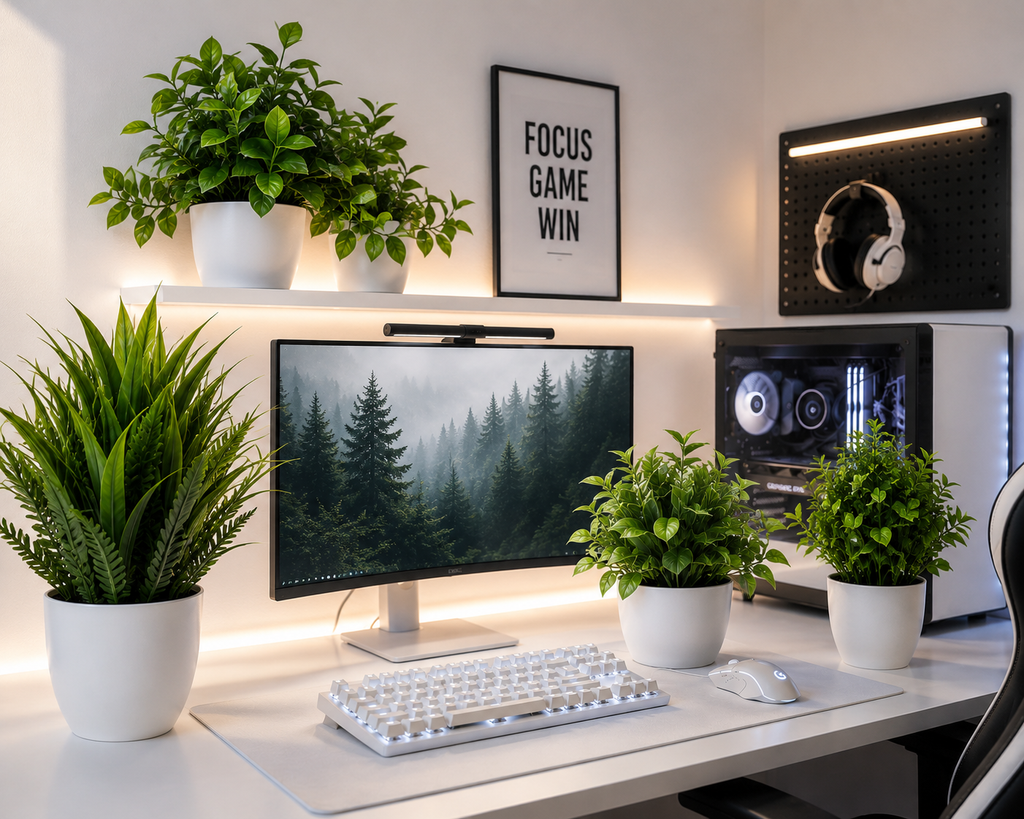 🌿 Lot de 4 Mini Plantes Artificielles Décoratives – Touche de Verdure pour Bureau & Gaming
