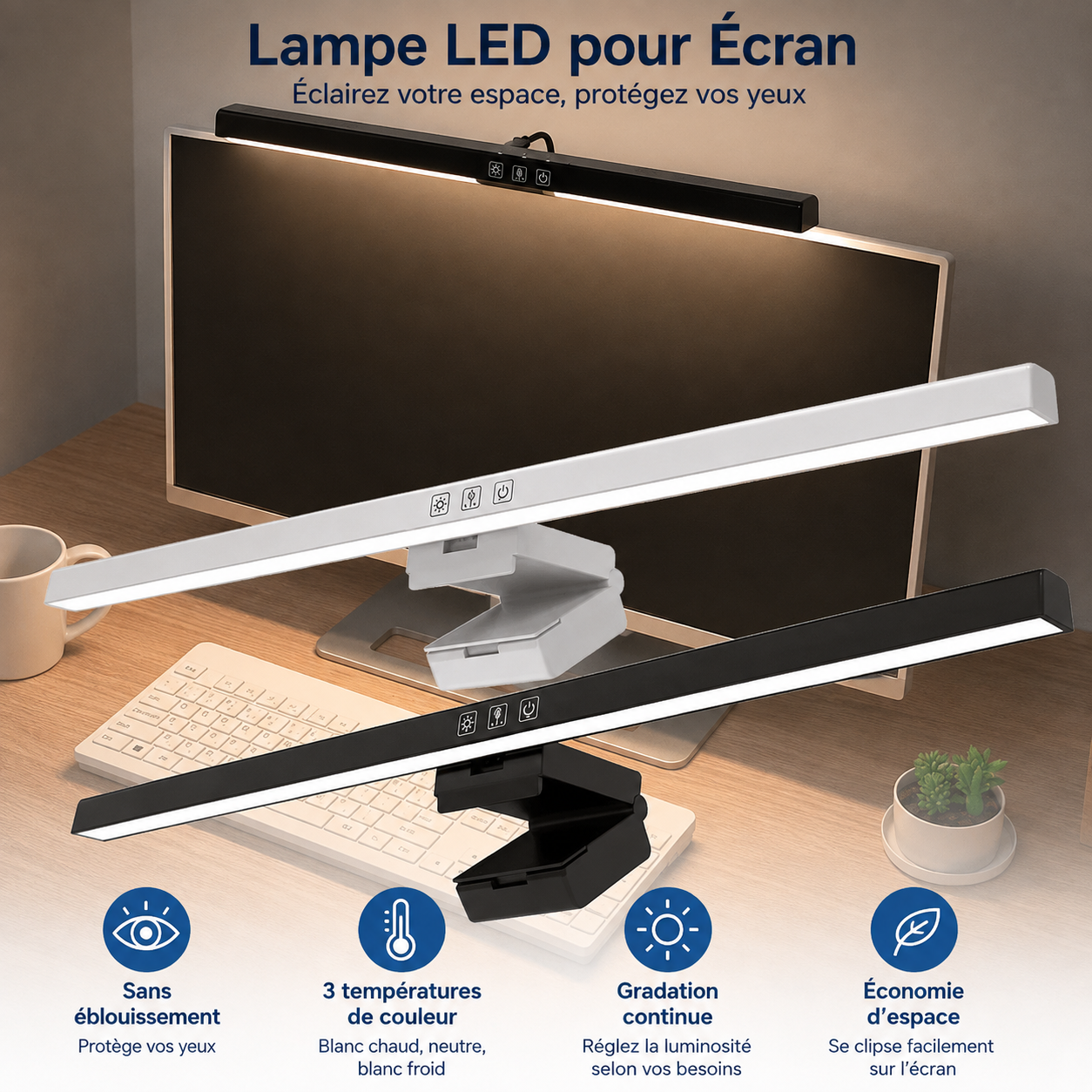 Barre Lumineuse LED 50cm pour écran - Lampe pour moniteur (HOMEFISH)