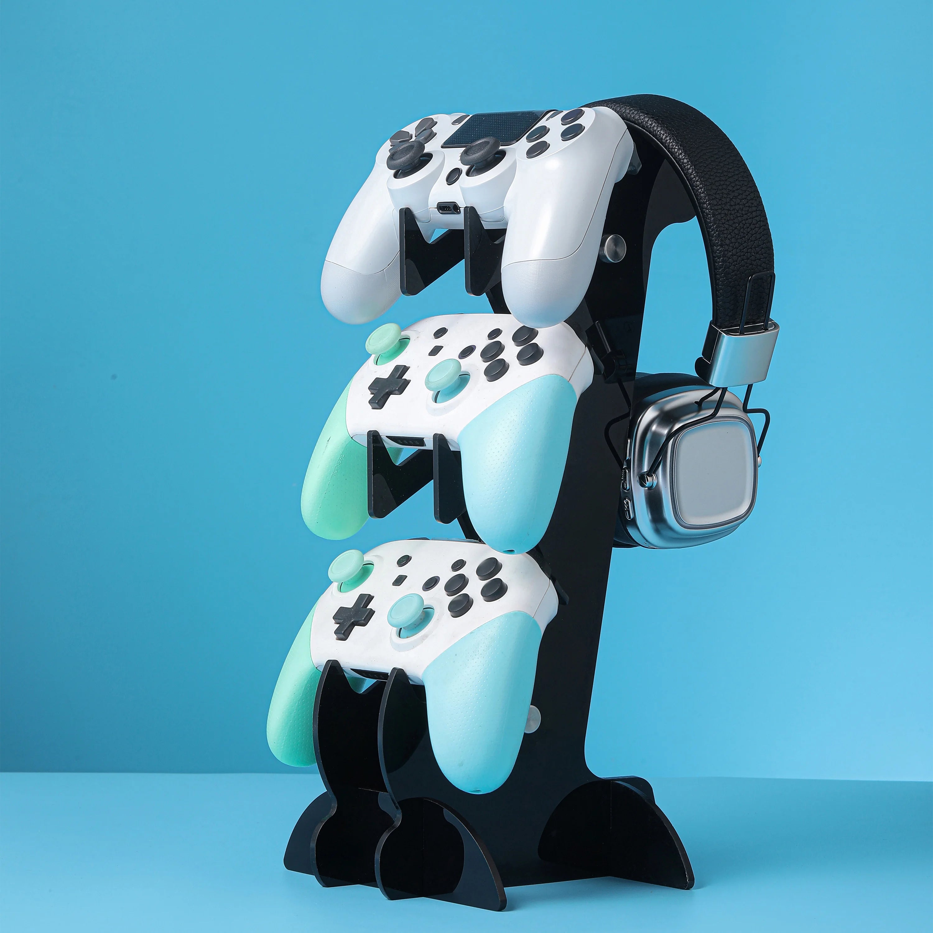 Support de Rangement 3 Niveaux Universel – Manettes & Casque Gaming (PS5, PS4, Xbox, Switch)