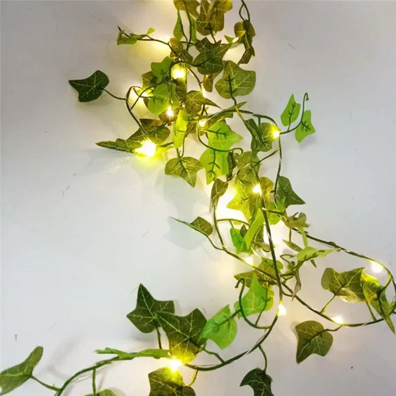 Guirlande Lumineuse Vigne Feuilles Vertes – Fleurs LED à Piles pour Décoration Intérieure