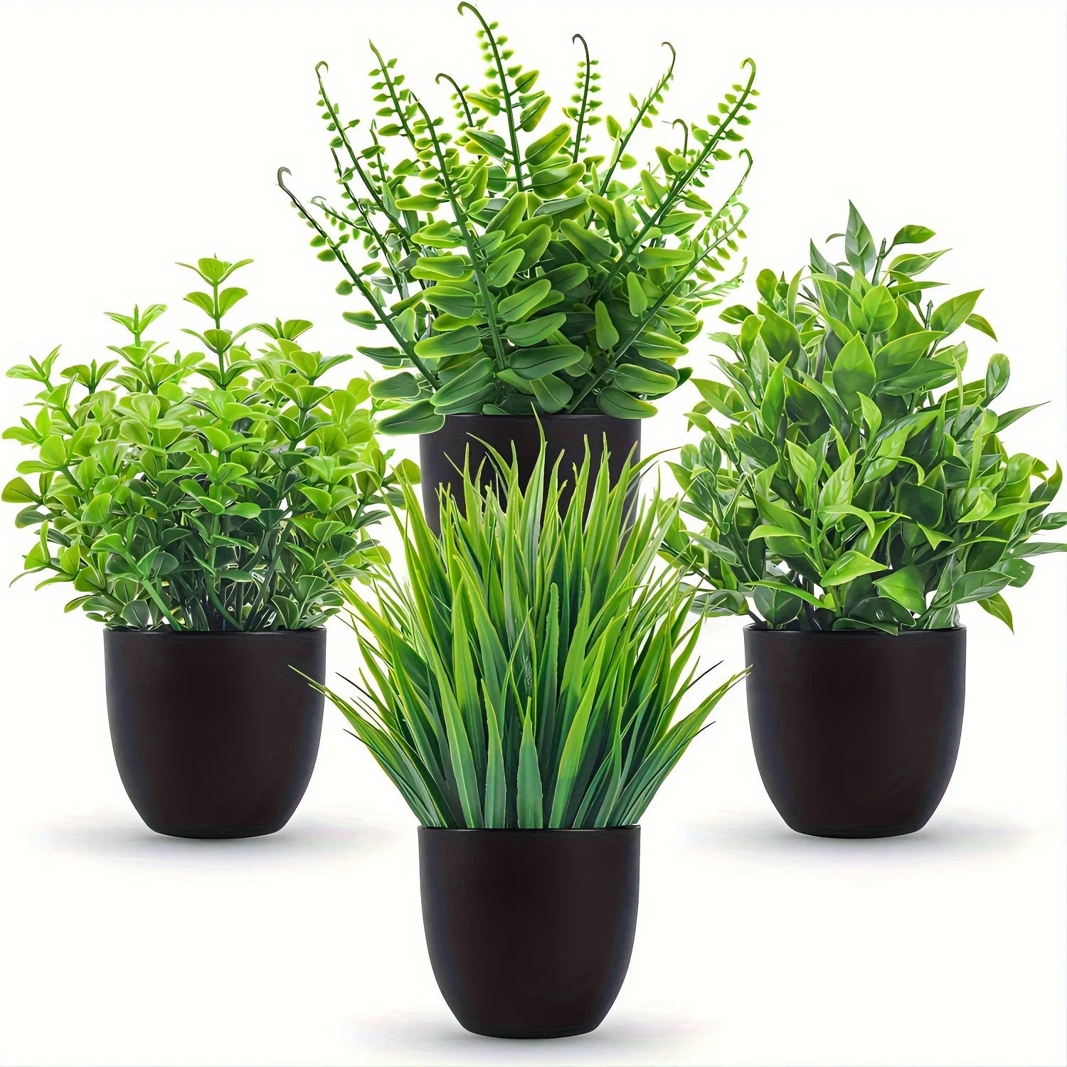 🌿 Lot de 4 Mini Plantes Artificielles Décoratives – Touche de Verdure pour Bureau & Gaming