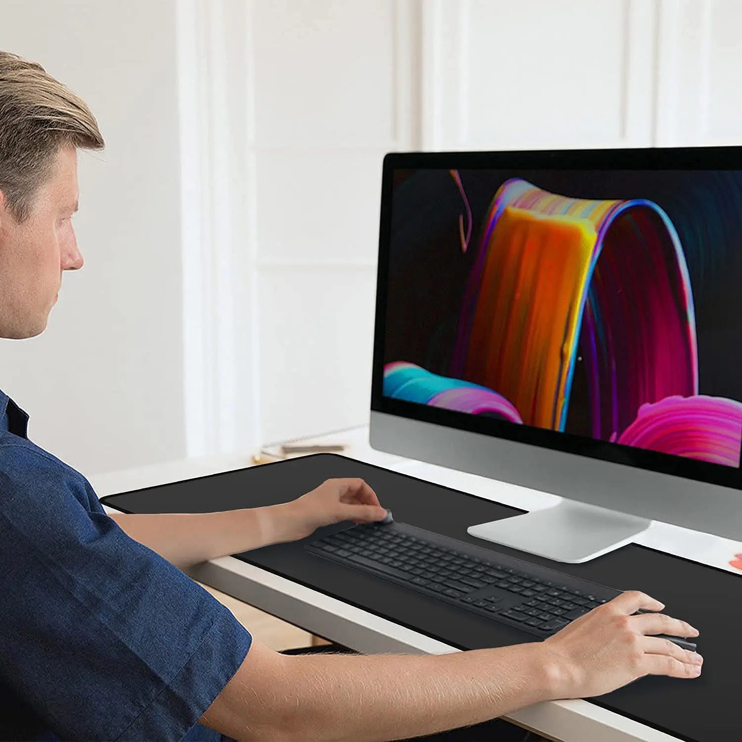 Tapis de Bureau XXL Gaming en Tissu – Antidérapant & Bords Renforcés
