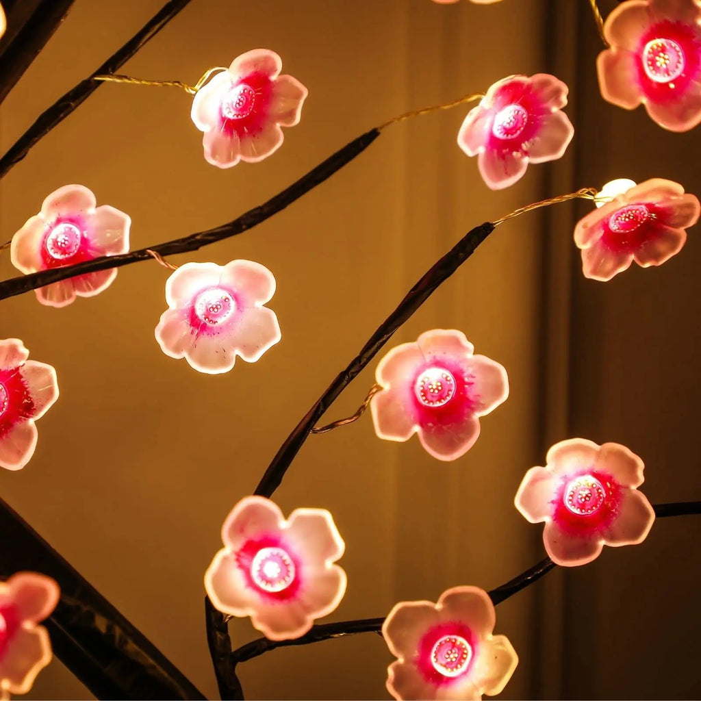 Lampe Bonsaï Cerisier LED – Arbre Lumineux Fleurs de Cerisier, Veilleuse d'Ambiance