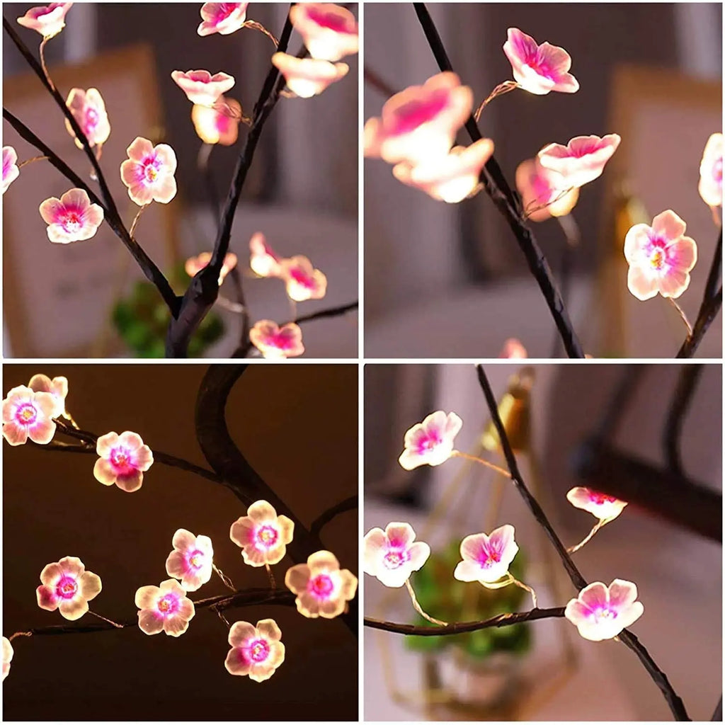 Lampe Bonsaï Cerisier LED – Arbre Lumineux Fleurs de Cerisier, Veilleuse d'Ambiance