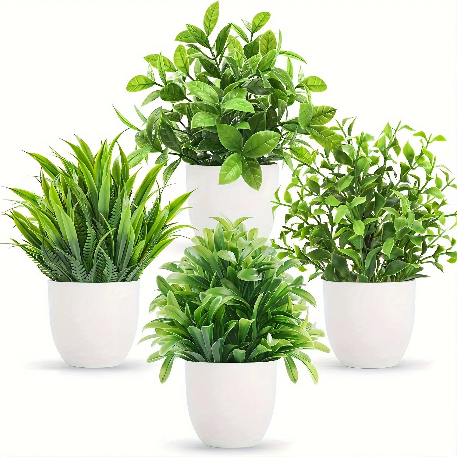 🌿 Lot de 4 Mini Plantes Artificielles Décoratives – Touche de Verdure pour Bureau & Gaming